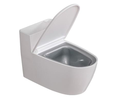Creative Ashtray Toilet Shape, White Lid, ABS and Stainless Steel Material, 12.5 x 10 x 8 cm