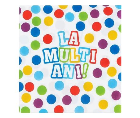 Комплект от 20 салфетки "Честит рожден ден", 33 х 33 см, Многоцветна хартия