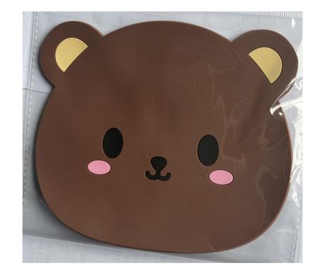 Podložak za čaše s uzorkom medvjedića, PVC, 15,5 x 15,5 cm, otporan na toplinu, smeđi