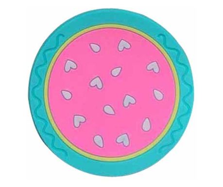 Watermelon Glass Holder, PVC, 10 cm, Heat-resistant, Green/Pink