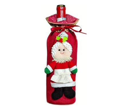 Ukrasi za boce vina Flippy - tema Božić gospođe Claus, crvena, 14 x 29 cm