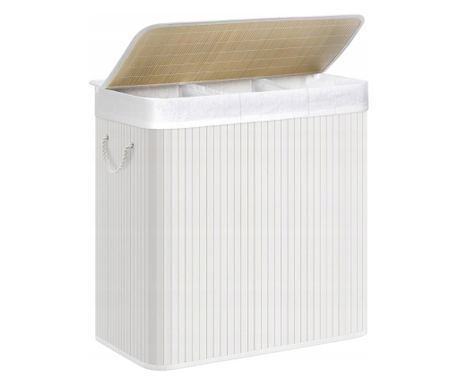 SONGMICS Bambus košara za rublje, sklopiva, s uklonjivom perivom podstavom, 3 pretinca, 150L