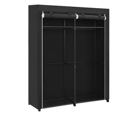 SONGMICS Črna platnena omara za oblačila z 2 palicama za obešalnike, 43x174cm