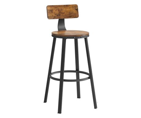 VASAGLE Set of 2 High Bar Stools with Backrest, Steel Frame, Industrial, 54x99cm, Rustic Brown