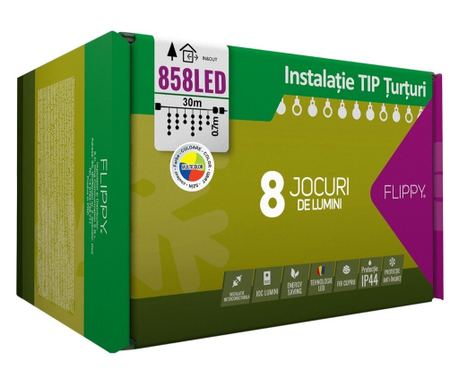 Χριστουγεννιάτικα Φωτάκια, 30μ, 858 LED, Πολύχρωμα Κουρτίνα, 8 Εφέ Φωτισμού, Περιλαμβάνεται Μετασχηματιστής
