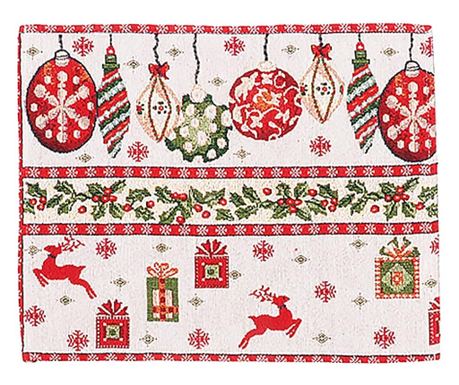 Božični prt, vzorec kroglice in darila, 43 x 34 cm, rdeč