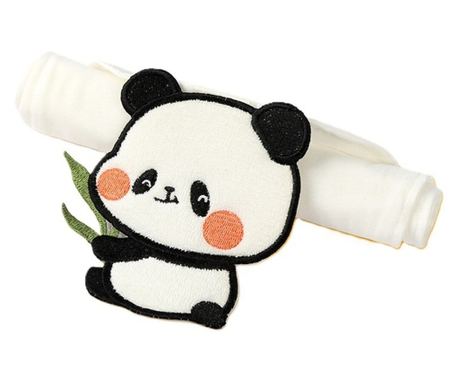 Nedvszívó pamut babatörölköző, 19x28 cm, Panda mintás, Fehér