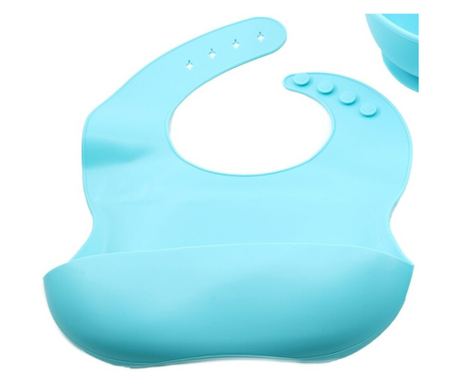 5-piece silicone baby and child diversification set, bib, compartmentalized plate with suction cup