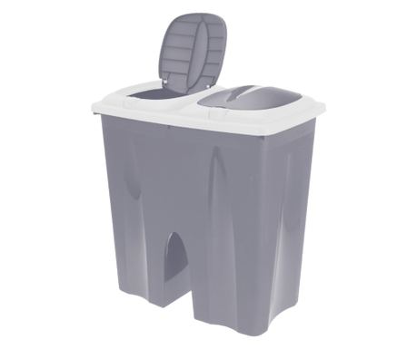 Κάδος απορριμμάτων Excellent Houseware 2 καδοί, πλαστικός, 50x30x55 εκ., Γκρι