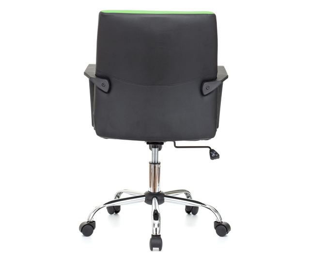 QMOBILI ERGOS Irodai szék Zöld, Műbőr, Fix PP karfák, Hintamechanika, Króm fém lábcsillag