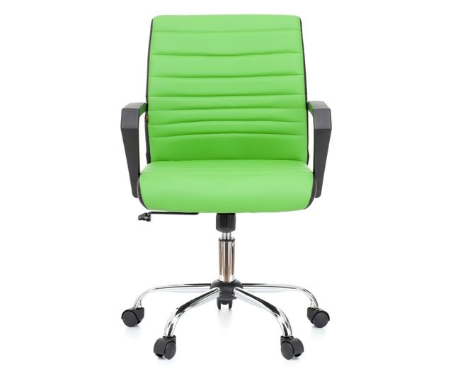 QMOBILI ERGOS Irodai szék Zöld, Műbőr, Fix PP karfák, Hintamechanika, Króm fém lábcsillag