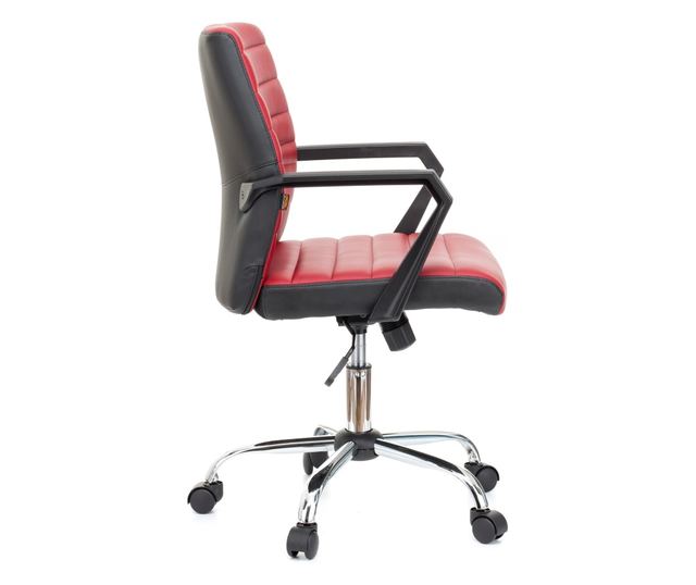 QMOBILI ERGOS Bordó Irodai Szék, Műbőr, Fix PP Karfák, Hintamechanika, Króm Fém Lábazat