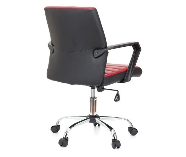 QMOBILI ERGOS Bordó Irodai Szék, Műbőr, Fix PP Karfák, Hintamechanika, Króm Fém Lábazat