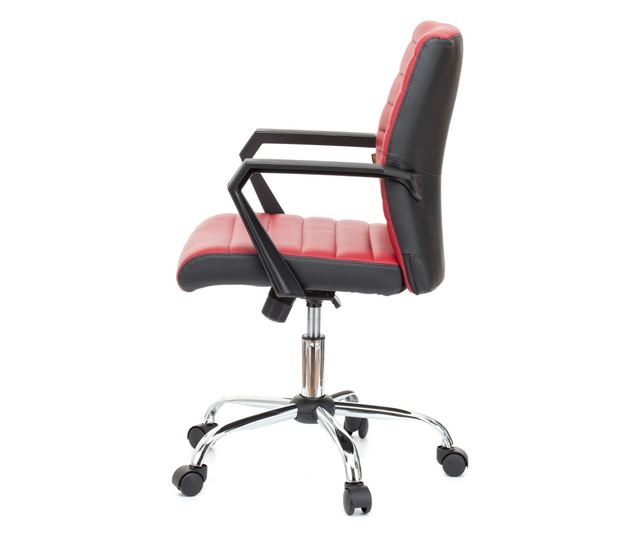 QMOBILI ERGOS Bordó Irodai Szék, Műbőr, Fix PP Karfák, Hintamechanika, Króm Fém Lábazat