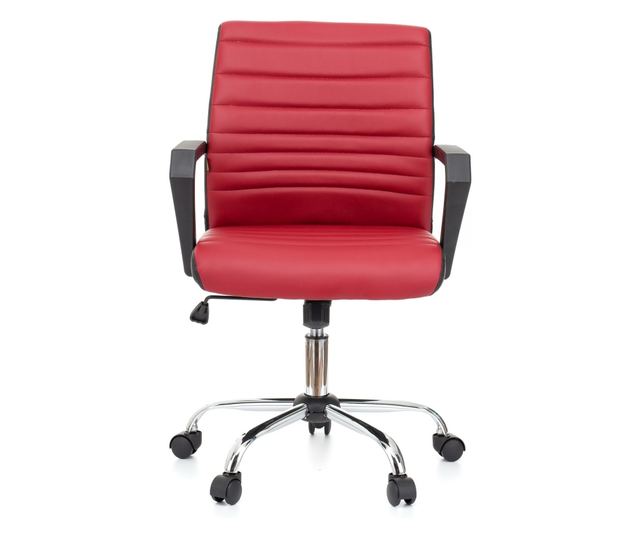 QMOBILI ERGOS Bordó Irodai Szék, Műbőr, Fix PP Karfák, Hintamechanika, Króm Fém Lábazat