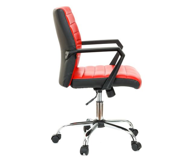 QMOBILI ERGOS Irodai szék Piros, Műbőr, Fix PP karfák, Hintamechanika, Króm fém lábcsillag