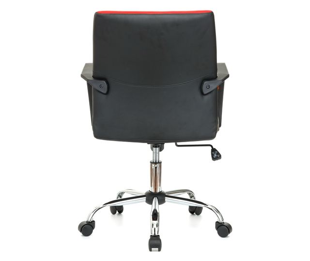 QMOBILI ERGOS Irodai szék Piros, Műbőr, Fix PP karfák, Hintamechanika, Króm fém lábcsillag