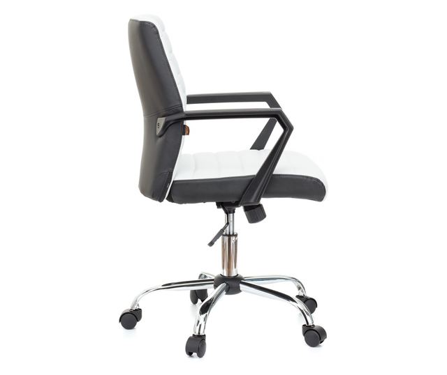 ERGOS Irodai szék Fehér, Műbőr, Fix PP karfák, Hintamechanika, Króm fém lábcsillag