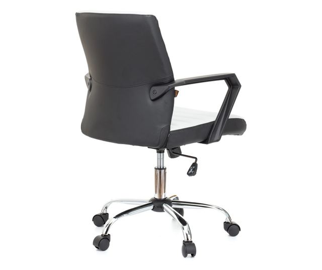 ERGOS Irodai szék Fehér, Műbőr, Fix PP karfák, Hintamechanika, Króm fém lábcsillag