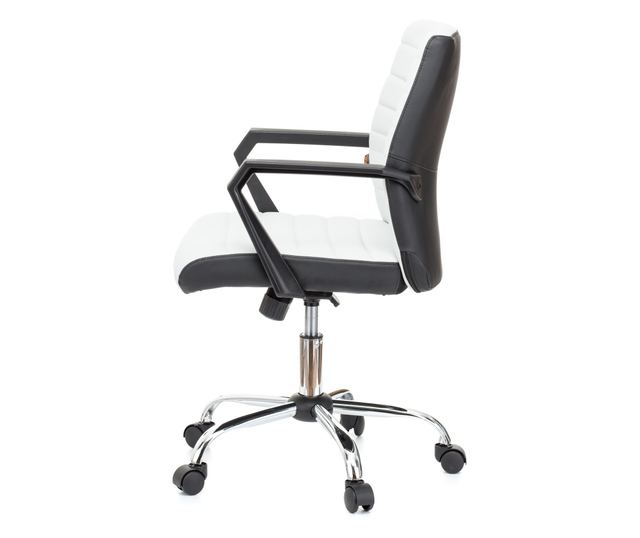ERGOS Irodai szék Fehér, Műbőr, Fix PP karfák, Hintamechanika, Króm fém lábcsillag