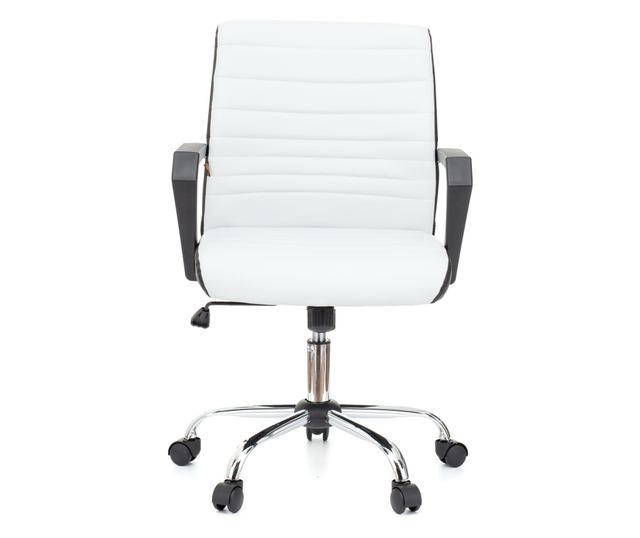 ERGOS Irodai szék Fehér, Műbőr, Fix PP karfák, Hintamechanika, Króm fém lábcsillag