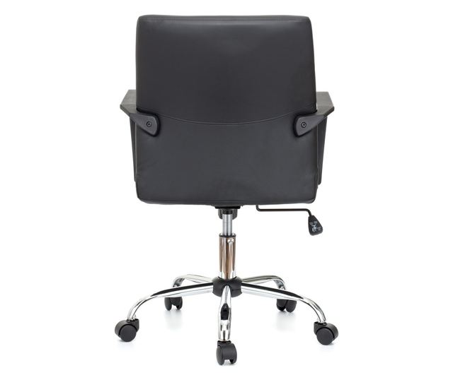 QMOBILI ERGOS Irodai szék fekete, műbőr, fix PP karfák, hintamechanika, króm fém láb