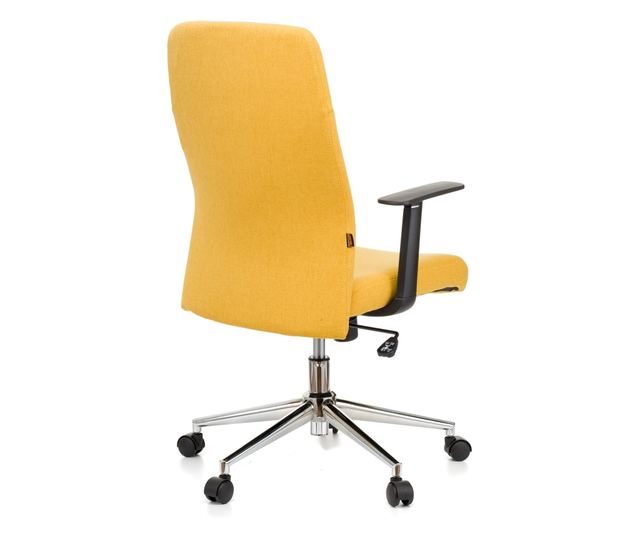QMOBILI ROYAL Sárga Irodai Szék, Szövet, Hintamechanika, Polipropilén Karfa, Króm Láb