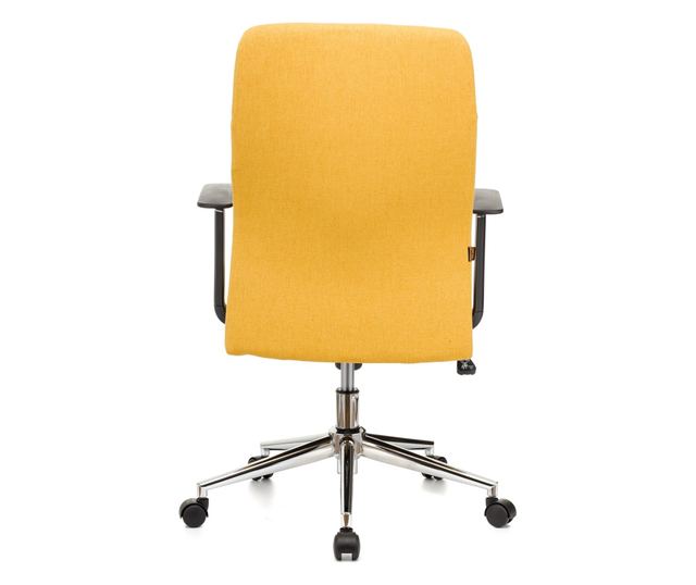 QMOBILI ROYAL Sárga Irodai Szék, Szövet, Hintamechanika, Polipropilén Karfa, Króm Láb