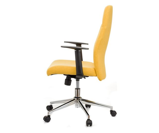 QMOBILI ROYAL Sárga Irodai Szék, Szövet, Hintamechanika, Polipropilén Karfa, Króm Láb
