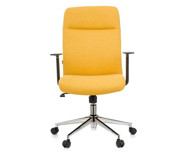 QMOBILI ROYAL Sárga Irodai Szék, Szövet, Hintamechanika, Polipropilén Karfa, Króm Láb