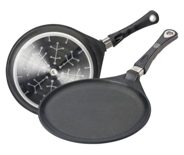 Palacsintasütő AMT Gastroguss 128, 28 cm, Öntött alumínium, Lotan® tapadásmentes bevonat, Akár 240°C, Fekete