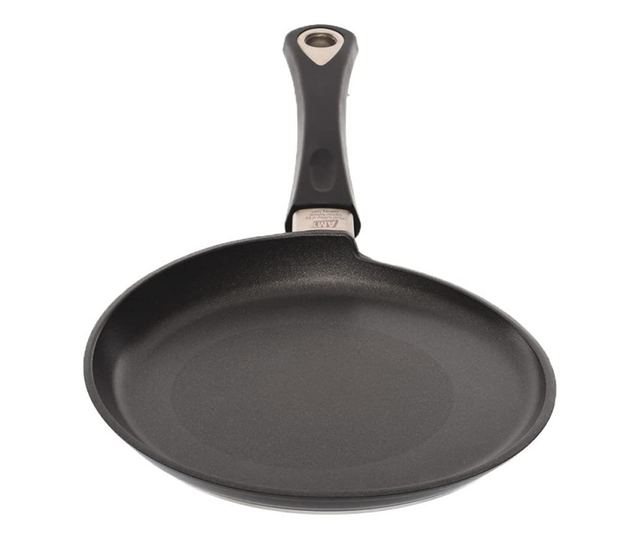 Palacsintasütő AMT Gastroguss 124, 24 cm, Öntött alumínium, Lotan® tapadásmentes bevonat, Akár 240°C, Fekete