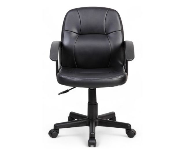 Kiwari Issa Irodai szék, PVC felület, PP karfák, állítható magasság, nejlon láb, nejlon kerekek, fekete