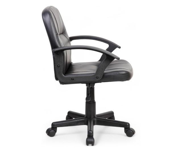 Kiwari Issa Irodai szék, PVC felület, PP karfák, állítható magasság, nejlon láb, nejlon kerekek, fekete