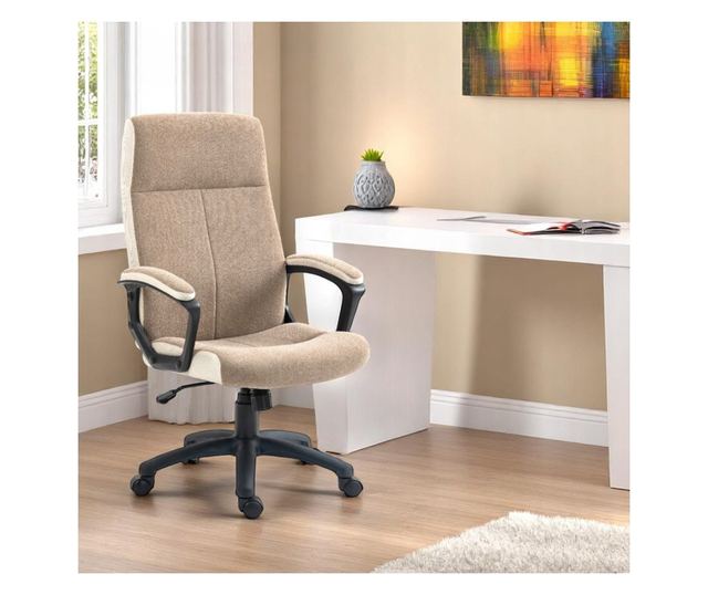 Kiwari Tin Irodai szék, magas háttámla, szövet felület, króm karfák párnákkal, pillangó mechanizmus zárral, nejlon talp és kerek