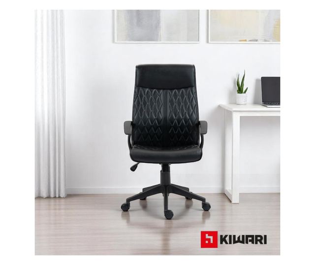 Kiwari Val Irodai Szék, Magas Háttámla, Fix Karfa, Pillangó Mechanika, Nylon Talp és Kerekek, Fekete