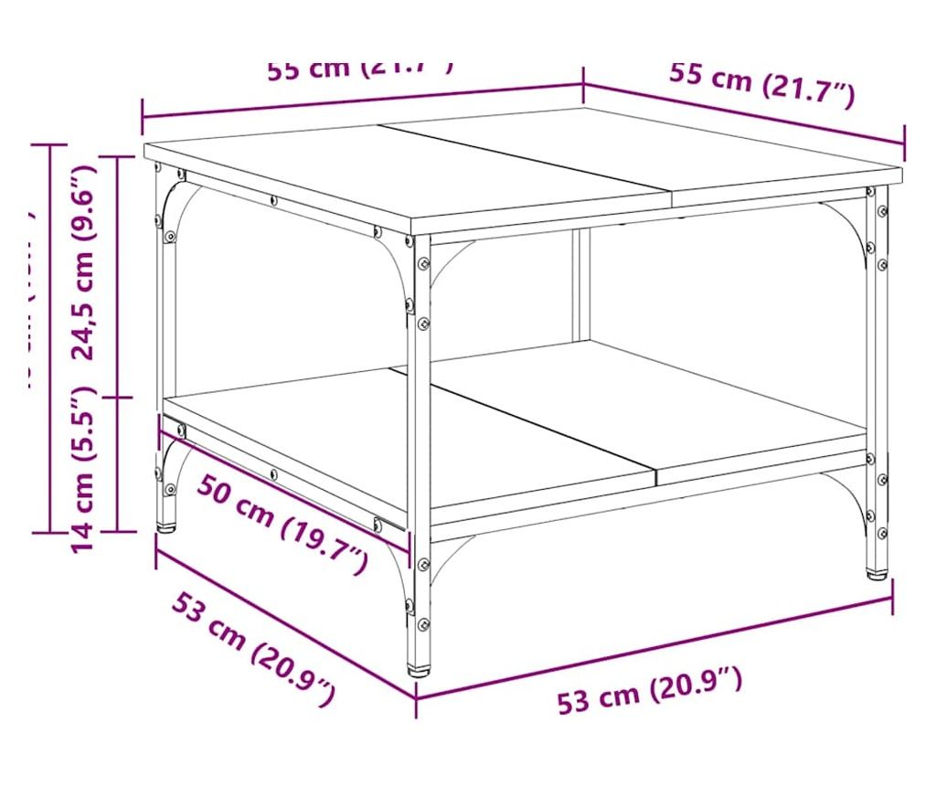 Klub stol, sonoma siva, 55x55x40 cm, konstruirano drvo - 13