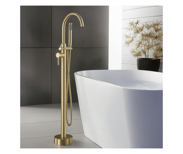 Padlóra szerelhető kádcsaptelep Rea Lungo BRUSOLT ARANY 26X20,5X110,5CM