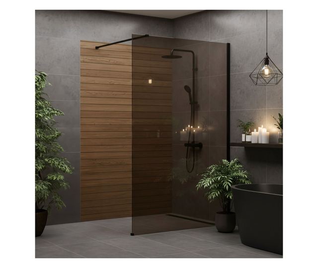 Zuhanyfal Rea Flexi brown 100 Fekete 120X100X195CM