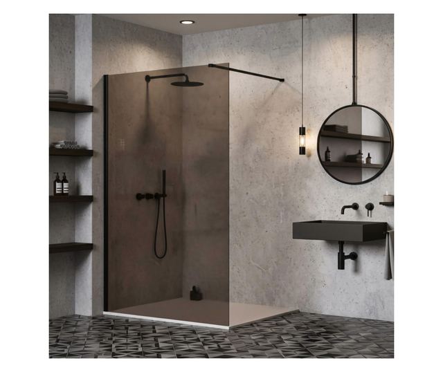 Zuhanyfal Rea Flexi brown 130 Fekete 120X130X195CM