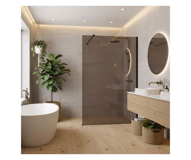 Zuhanyfal Rea Flexi brown 140 Fekete 120X140X195CM