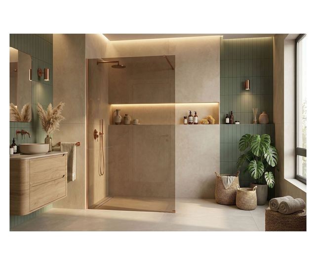 Zuhanyfal Rea Flexi Brown 100 Brusolt réz 120X100X195CM