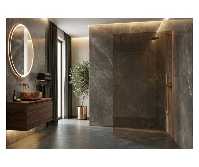 Zuhanyfal Rea Flexi Brown 110 Brusolt réz 120X110X195CM