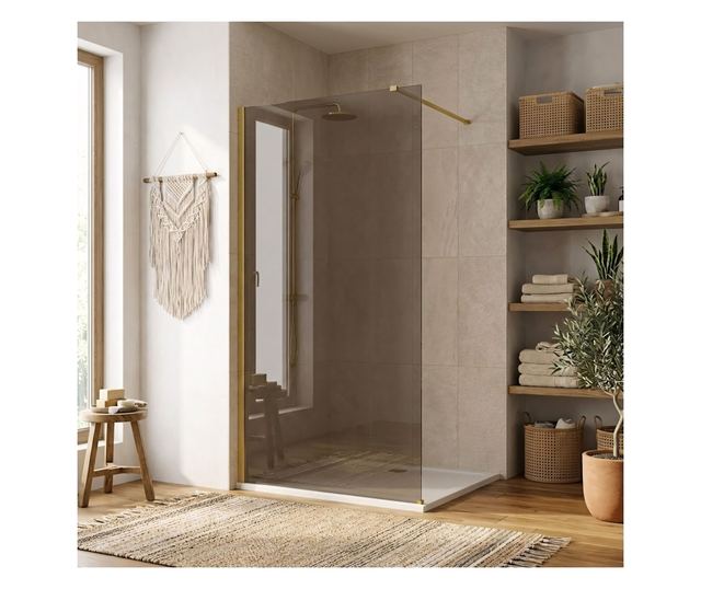 Zuhanyfal Rea Flexi brown 90 Brusolt arany 120X110X195CM