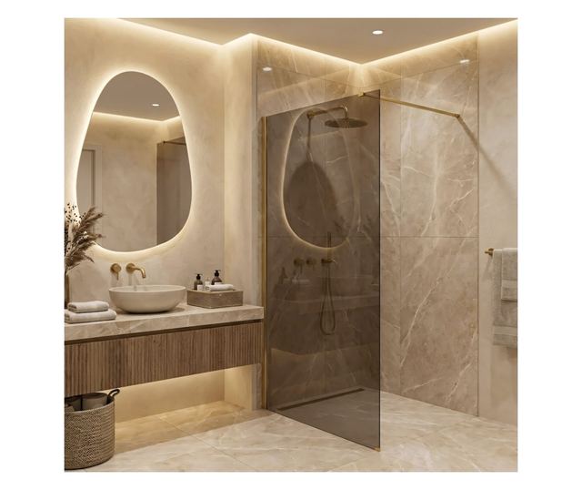 Zuhanyfal Rea Flexi brown 80 Brusolt arany 120X120X195CM