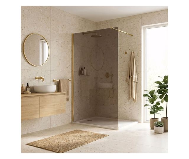 Zuhanyfal Rea Flexi brown 140 Brusolt arany 120X130X195CM