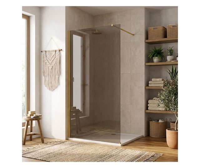 Zuhanyfal Rea Flexi brown 140 Brusolt arany 120X130X195CM