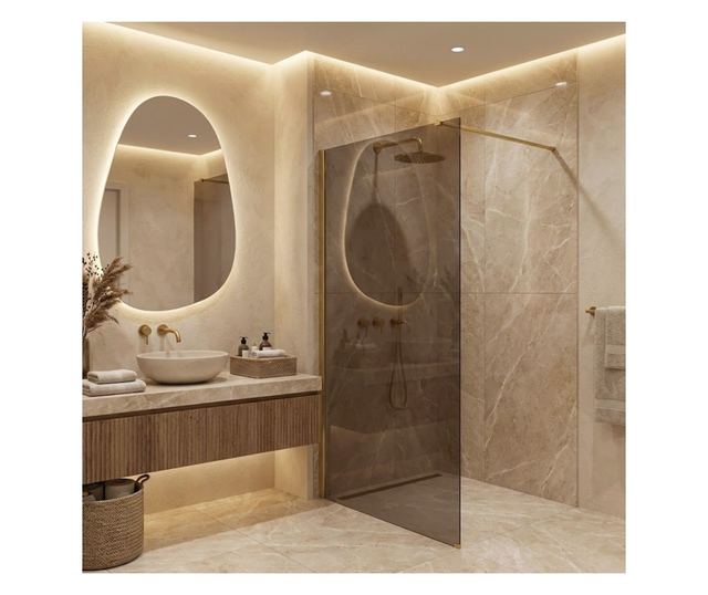 Zuhanyfal Rea Flexi brown 130 Brusolt arany 120X140X195CM