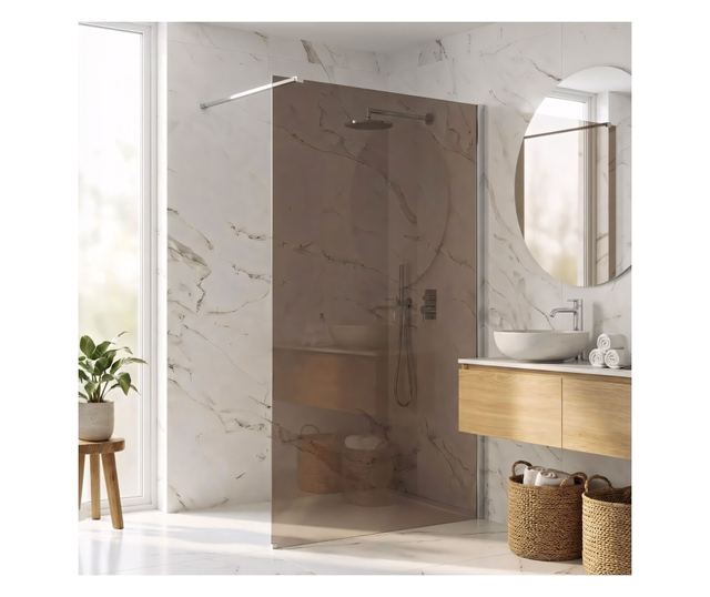 Zuhanyfal Rea Flexi brown 100 Krómozott 120X100X195CM