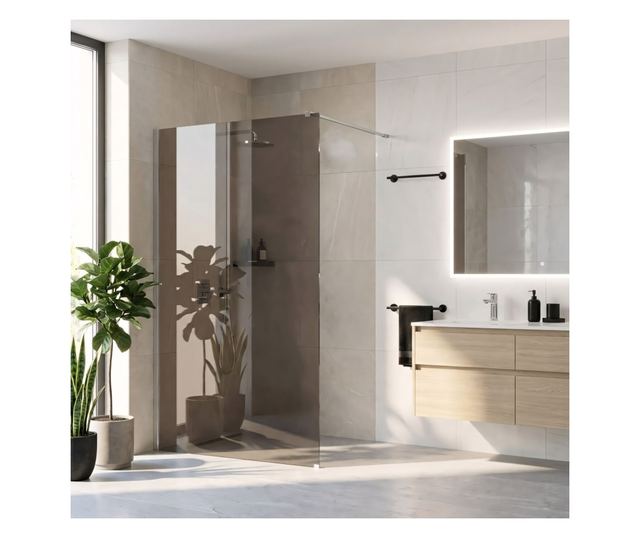 Zuhanyfal Rea Flexi brown 140 Krómozott 120X140X195CM